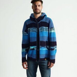 Northern lifestyles Canada Men's Blue Striped Sweater wool XXL
